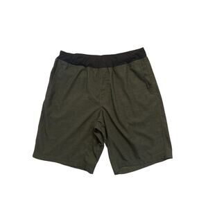 Men L PrAna Pull-On Shorts Black Outdoor Hike Camp Travel Elastic Waist
